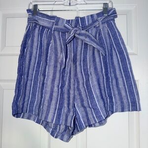 H&M High Waist Blue Striped Shorts